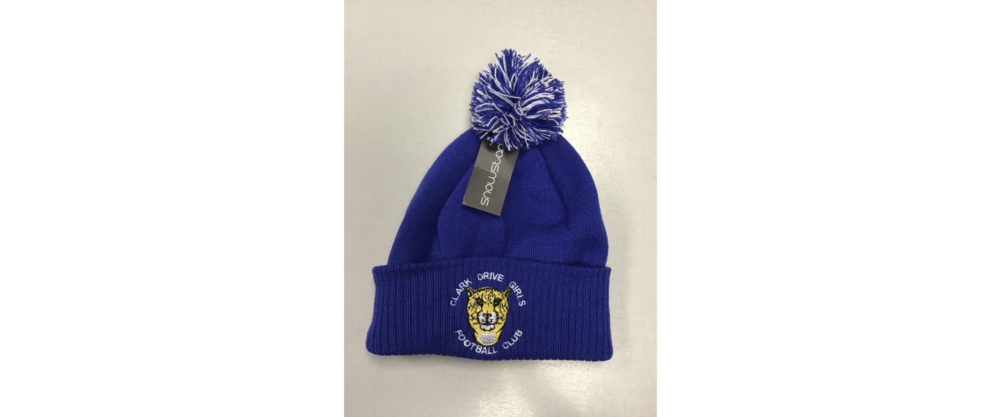 CLARK DRIVE GIRLS FC ROYAL AND WHITE POM POM HAT 