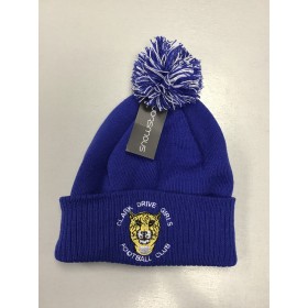 Clark Drive Girls FC Royal and White Pom Pom Hat with Badge