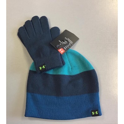 Under Armour Kids Coldgear Blue Hat and Gloves Set