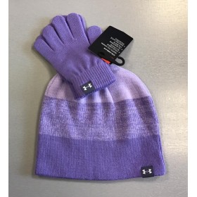 Under Armour Kids Coldgear Purple Hat and Gloves Set