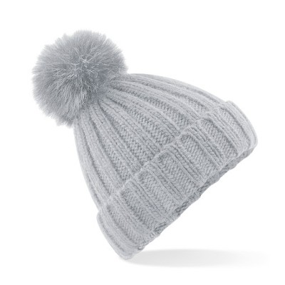 Beechfield Ladies Grey Pom Pom Hat